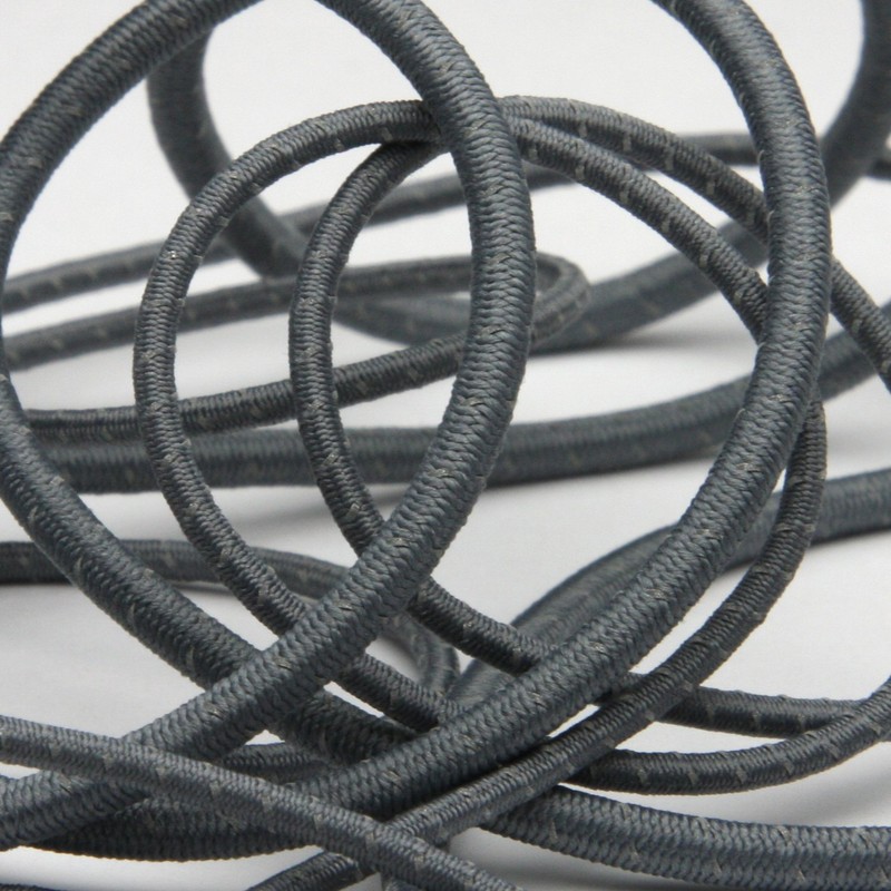 FUJIYAMA RIBBON Retroreflective Stretch Cord, 0.1 inch (3 mm), Gray,
