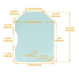 HECASA Cab Door Glass Compatible with Bobcat S175 S185 S220 S250 S300 A220 A300 T110 T140 T180 T190 T200 T250 T300 T320 Tinted Skid Steer Front Windshield Window Replacement for 6729776 6717360