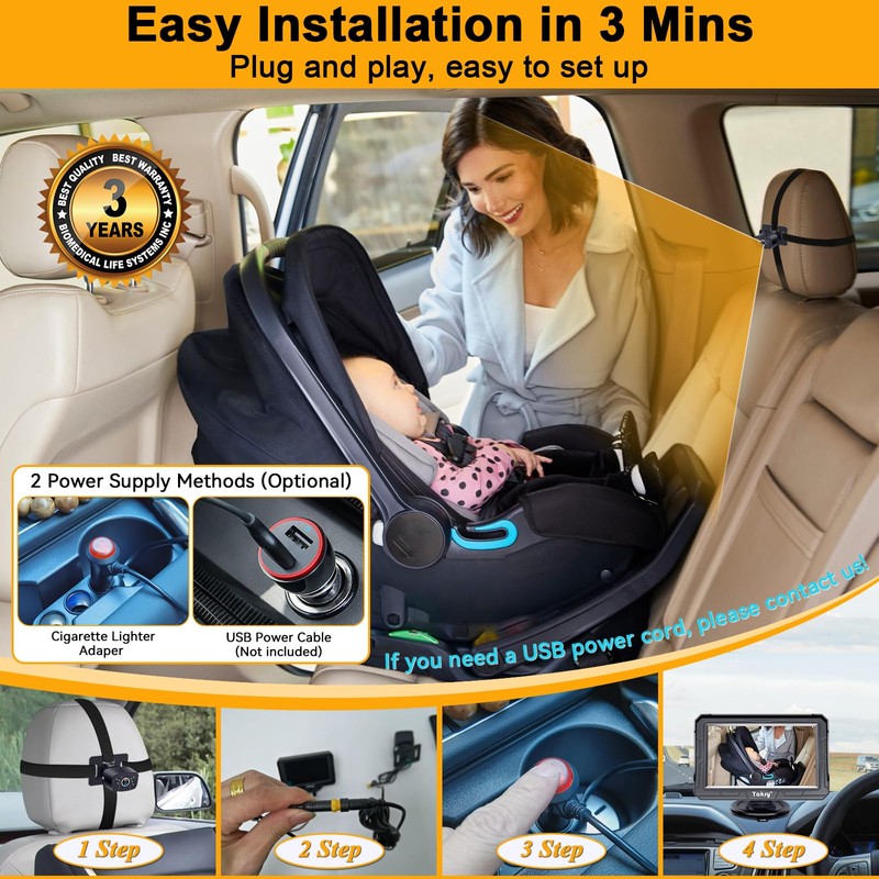 Yakry Baby Car Camera for Backseat - HD 1080P, 170°