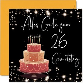 26th Birthday Card for Women - Elegant Stylish - Happy Birthday Cards for 26 Year Old Wife Daughter Sister Aunt, 145mm Twenty-six Birthday Greeting Cards