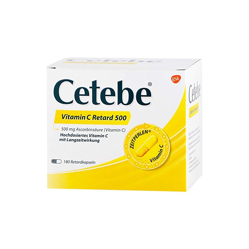 Cetebe Vitamin C Retard 500 Hartkapseln, 180 ct Capsules
