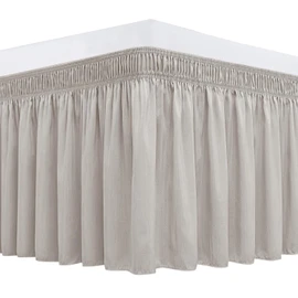 Biscaynebay Wrap Around Bed Skirts for Queen Beds 14" Drop, Camel Grey Adjustable Elastic Dust Ruffles Easy Fit Wrinkle Resistant Silky Luxurious Fabric Machine Washable