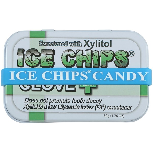 ICE CHIPS Xylitol Candy Tins (Clove Plus, 6 Pack) - Includes ICE CHIPS BAND as shown
