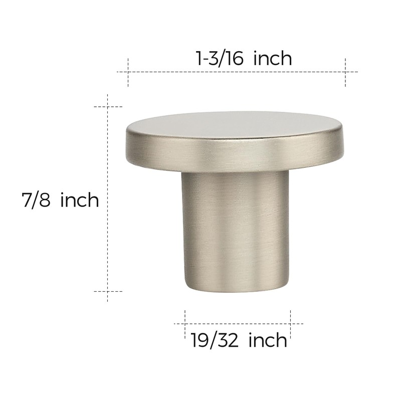 Ravinte 5 Pack Brushed Nickel Round Cabinet Knobs Solid Dresser