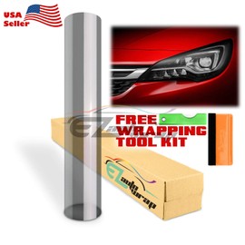 EZAUTO WRAP Free Tool Kit 12"x96" (1FT x 8FT) Glossy Light Black Smoke Headlight Taillight Fog Light Side Marker Vinyl Tint Film Self Adhesive