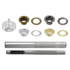 sourcing map 800pcs Grommet Eyelets Tool Kit 4mm Metal Grommet Kit with Installation Setter Tools for Shoes Clothes Leather Fabric Belt DIY, Gold,Silver,Gunmetal,Bronze