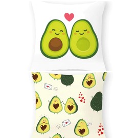 Avodados Cute Love Throw Pillows Covers. Singles or Sets of 2 (Heart & Letter Avocados, 2)