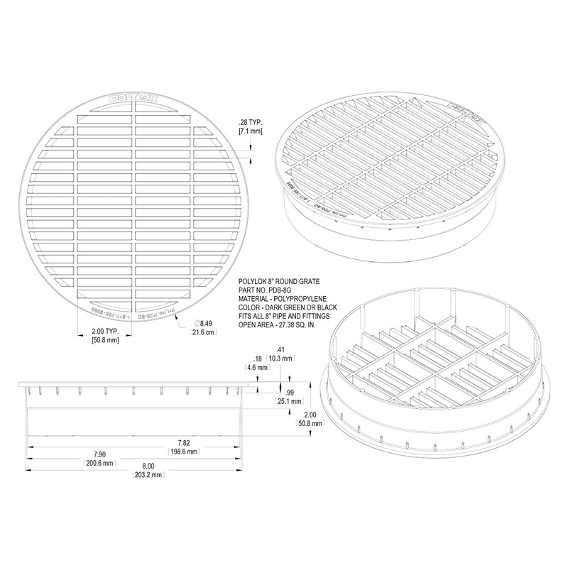Polylok 8" Pipe Grate (Black)
