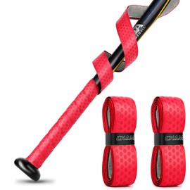 CHAMPKEY PRO 40" Bat Grip Tape(2 Pack) | 1.75mm Comfortable and Soft Bat Tapes | Precut and Full Adhesive Back Baseball Grip Tapes (Red(2 Pack))