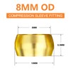 GASHER Brass Compression Fitting, Brass Compression Sleeve Ferrules 8 mm