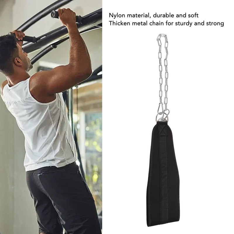 Weighted Dip Belt Adjust Chain Nylon Strap Strength Training Weightlifting
