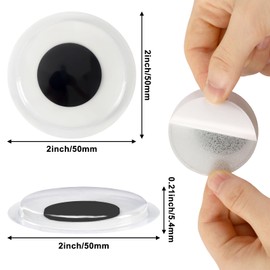 PETKNOWS 6 Pcs Giant Glow in The Dark Googly Wiggle Eyes, 2 Inch Self Adhesive Luminous Sparkle Googly Eyes for Craft Wiggle Eye Stickers Large Sticky Eyes Handicrafts DIY Making