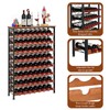 64 Bottles Wine Rack Freestanding Floor with Wooden Top, Wine