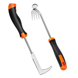 BOOLOOEN Weed Puller Tool,Portable Garden Weeder Tool,Crack Weeder Crevice, 4 Teeth Weeding Tool, L-Shaped Weeding Tool, Weeding Artifact Tool for Gardening(2 Pcs)