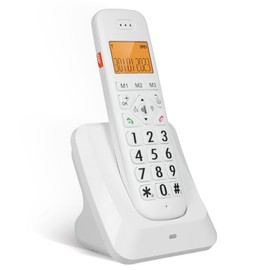 Domary Teléfono inalámbrico para casa, identificador de Llamadas/Llamada en Espera, Pantalla retroiluminada de 1,8 Pulgadas, Botones Grandes, Ajuste Lateral de Volumen, Adecuado para Personas Mayores