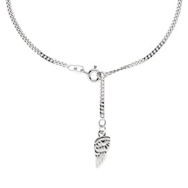 Jobo Women's 925 Sterling Silver Anklet with Wing Pendant 25 cm, 25, Silver, No Gemstone