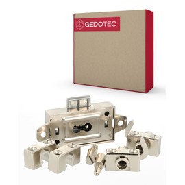 Gedotec Swivel Bar Lock 155 M | 1 Set - Cabinet Lock | Metal Lock - Nickel-Plated | Lock for Wardrobe | Furniture Lock for Diameter 6 mm Swivel Bar | for Replacement or Renewing