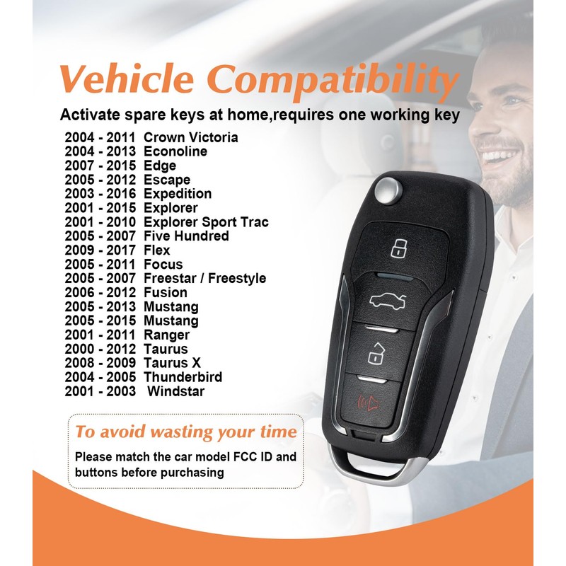 BestKeys Upgraded Flip Remote Key Fob with by Yourself Instruction