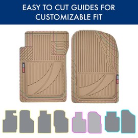 Motor Trend Motor Trend FlexTough Advanced Heavy Duty Beige Rubber Car Floor Mats & Cargo Liner for SUV & Car Full Set - Universal Trim to Fit All Weather Automotive Floor Mats & Cargo Liners for SUV, Car, & Van