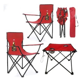 2 Sillas Playera Plegable Para Camping Jardin Con Mesa