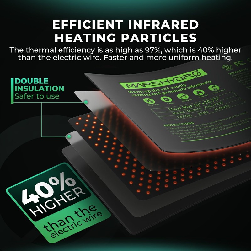 MARS HYDRO Seedling Heat Mat with Control 10''x 20.75'' Heating