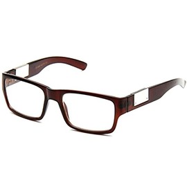Newbee Fashion- Casual Nerd Thick Clear Frames Fashion Glasses Rectangular Clear Lens Eye Glasses Brown