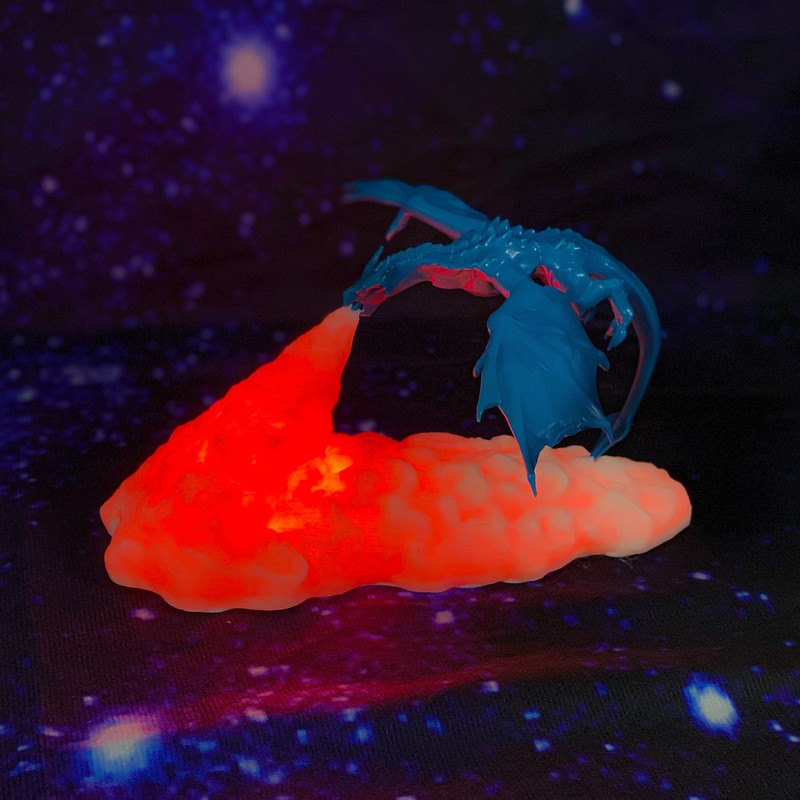 3D Printing Ice Dragon Fire Lamp Warm Night Light USB