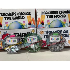 Handmade Teacher Appreciation Resin Coaster Set, Composition Book Design, School Supply Themed