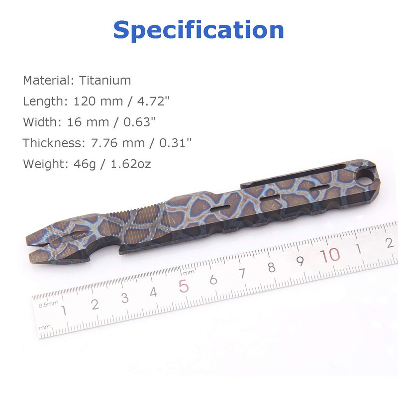 Hamans Titanium EDC Pry Bar with Nail Puller Bottle Opener