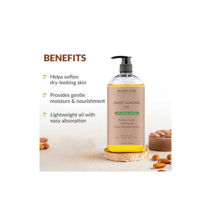 Majestic Pure Sweet Almond Oil, Super Triple A Grade Quality,