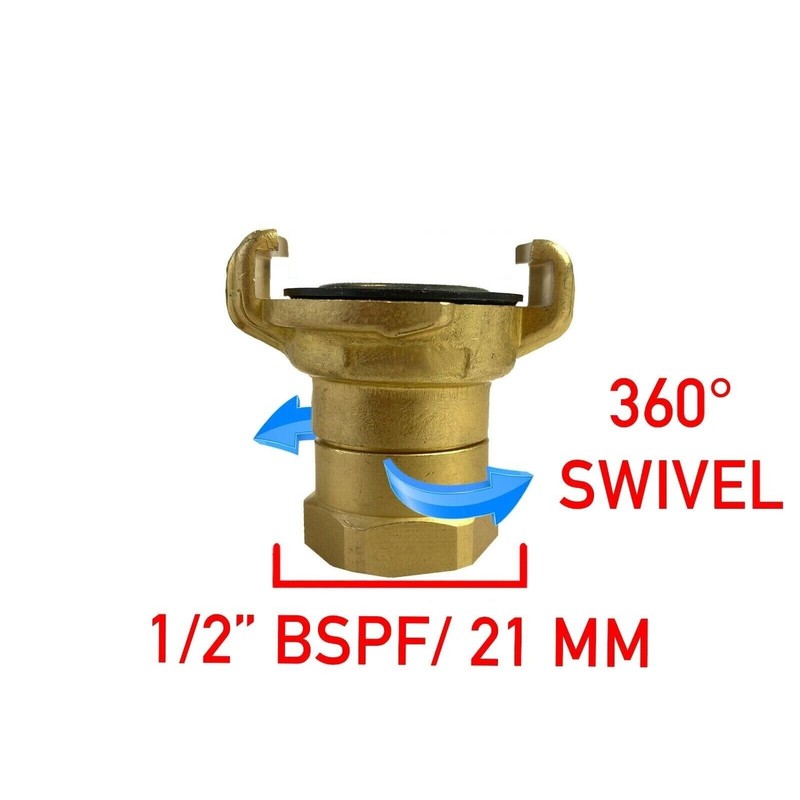 Brass GEKA Type Hose Quick Connect Adapter Claw Fitting Pipe