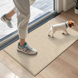 LEKEEPGO Door Mat 17"x29", Door Mat Indoor Entrance, Non Slip Rubber Backing Front Door Mat Washable Absorbent Inside Door Mat Low-Profile Doormat Entryway Mat Resist Dirt Indoor Door Mat, Khaki