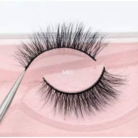 Alluring 3D Mink Lashes Reusable Strip, 100% Siberian Mink Fur False Eyelashes, Hand-made Cruelty Free Natural Look KM61