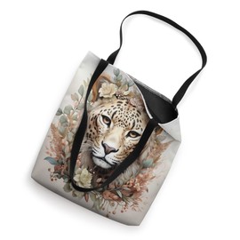 Leopard With Succulents Around Boho Style Graphic Tote Bag