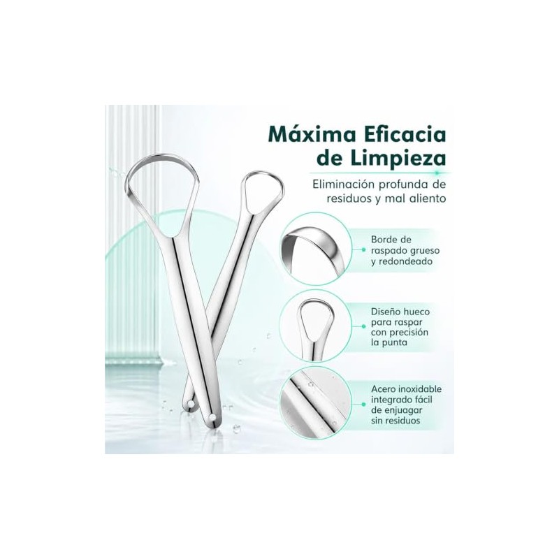 2pcs Set de 6 Limpiador de Lengua de Acero Inoxidable,con