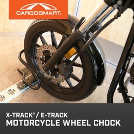 CargoSmart Motorcycle Wheel Chock — Connects to X-Track and E-Track Systems — Fits Up to 7” Wide Tires