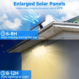 Peasur 2 Pack Solar Motion Lights Outdoor, 318 LED Solar Security Light with 3 Modes, IP65 Waterproof Powered Flood Lights for Outside Garden Patio Garage Yard Backyard Warm White