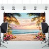Leowefowa 10x8ft Hawaiian Beach Backdrop Summer Ocean Sunset Seaside Scenery