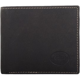 Mens Bi-Fold Genuine Leather Distressed Look RFID Wallet - Black/Grey