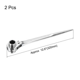 uxcell 19 x 21mm Hexagon Scaffold Podger Ratchet Spanner Ratcheting Socket Wrench Tool (Silver Tone) 2pcs