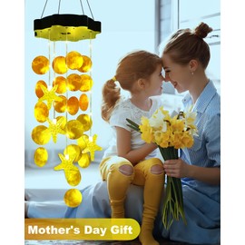 Toodour Solar Wind Chimes for Outside, Shells Light Gifts for Mom Grandma Women Wife Girls, Waterproof Solar Outdoor Decorative Mobile Light for Holiday Garden Porch Yard Outdoor Decor (Warm White)