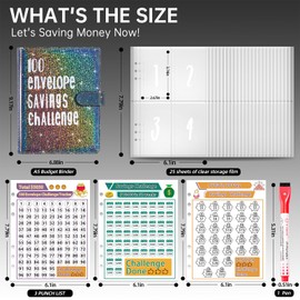 100 Envelopes Money Saving Challenge, Money Saving Budget Binder with Cash Envelopes, Motivational Process to Save $5050, Money Saving Binder 100 Pocket Pre-numbered, A5 Saving Challenge Book-Black
