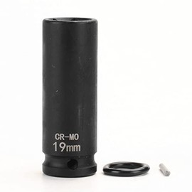 Impact Wrench Socket, Long Socket, 1/2 inch (12.7 mm) Insertion Angle, Thin Foil Nut Socket (0.7 inch (19 mm)
