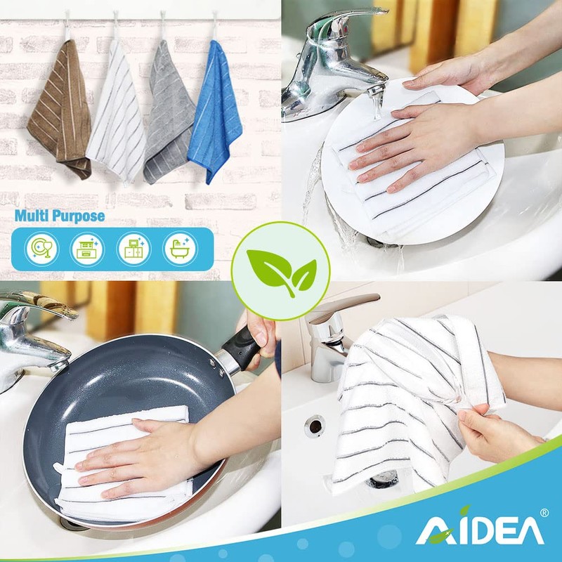 AIDEA Microfibre Dish Cloths Pack of 8, Tea Towels Super