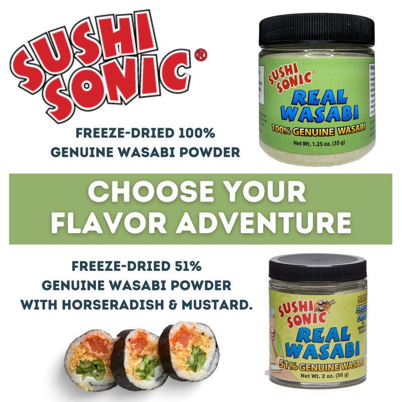Sushi Sonic 51% Real Wasabi Powder, for Sushi, Sashimi, Snack
