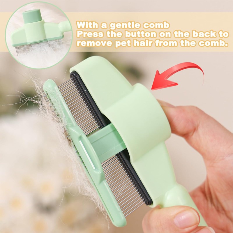 Pet Combs for Cats, Self-Cleaning Flea Comb for Dogs, Stainless