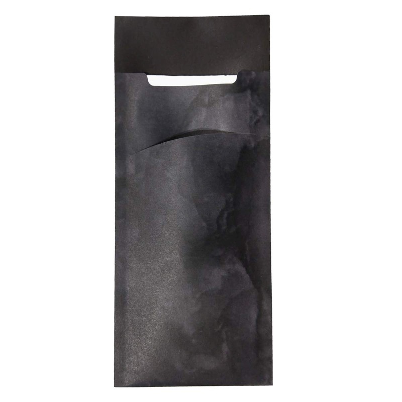 30 Pieces Cutlery Pouches with Napkin, Paper, black