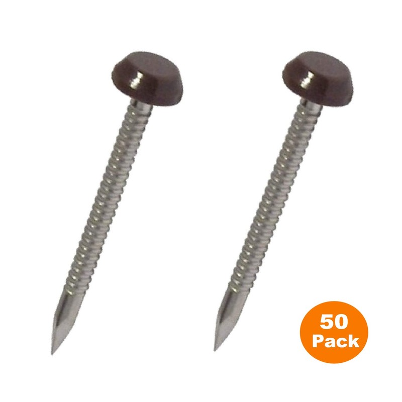 50 x Brown UPVC 30mm Poly Top Pins Nails Plastic