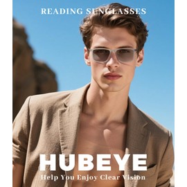 Hubeye Photochromic progressive Reading Glasses for Men UV400 Sun Readers Computer Anti Blue Light Glasses +1.5