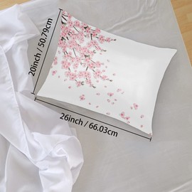 Cute Flower Satin Pillowcase for Hair and Skin Japanese Flower Cherry Blossoms Silk Pillowcase Soft Satin Cooling Pillow Covers No Zipper with Envelope Closure Standard Size(20 × 26inch 1 pcs)